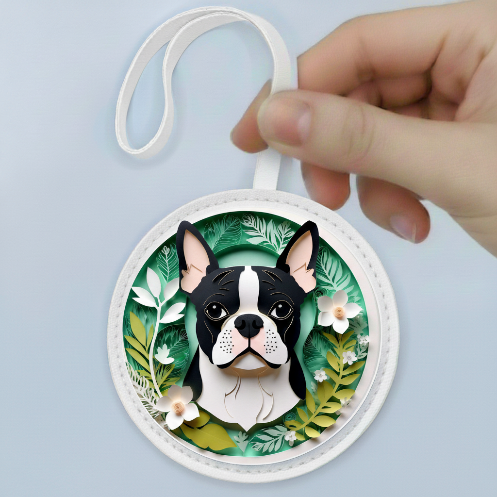 Boston Terrier Leather Bag Charm – Cute Dog Lover Handbag Accessory & Pet Gift