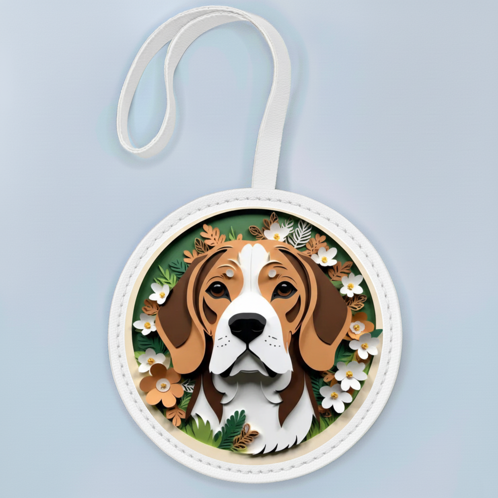 Beagle Leather Bag Charm – Cute Dog Handbag Accessory & Keychain Gift