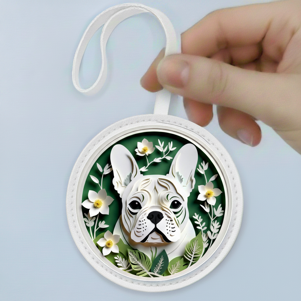 White French Bulldog Leather Bag Charm – Cute Dog Purse Accessory