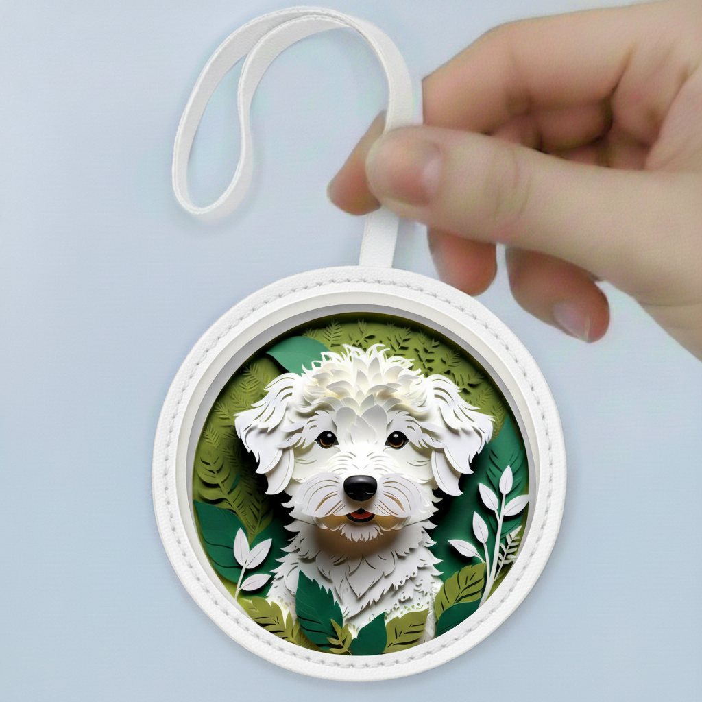 Maltese Leather Bag Charm – White Dog Handbag Accessory & Gift for Pet Lovers