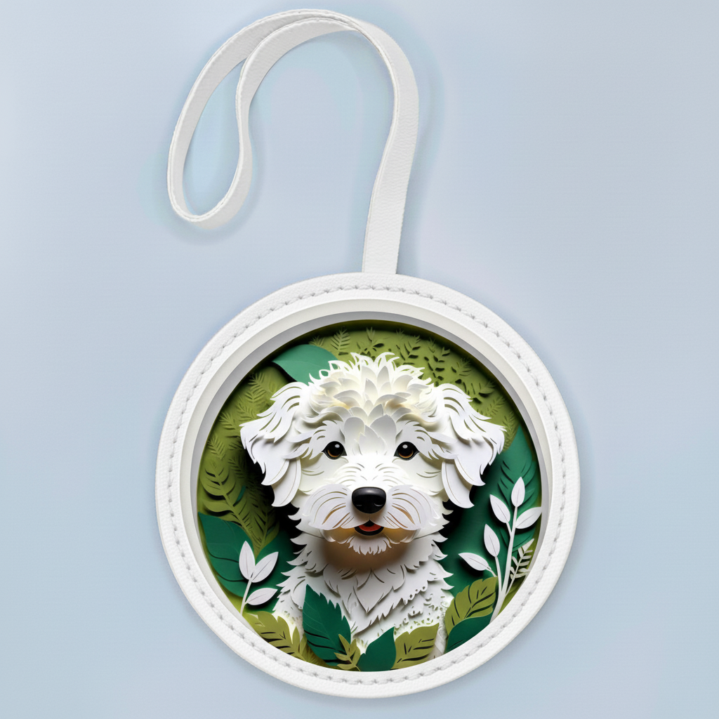 Maltese Leather Bag Charm – White Dog Handbag Accessory & Gift for Pet Lovers