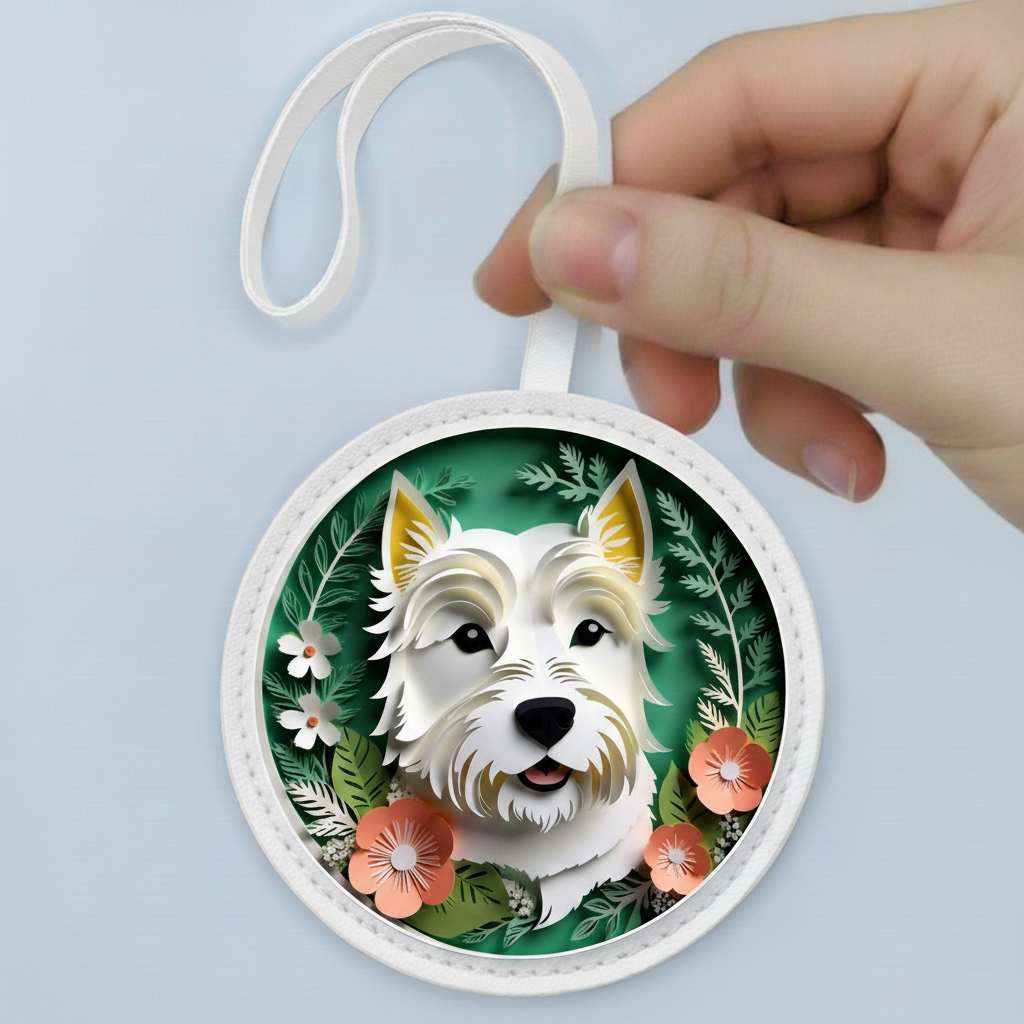 West Highland Terrier Accessory – Cute White Westie Leather Bag Charm Gift