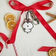 Husky Leather Bag Charm – Handmade Animal Purse Keychain Accessory for Tote & Handbags