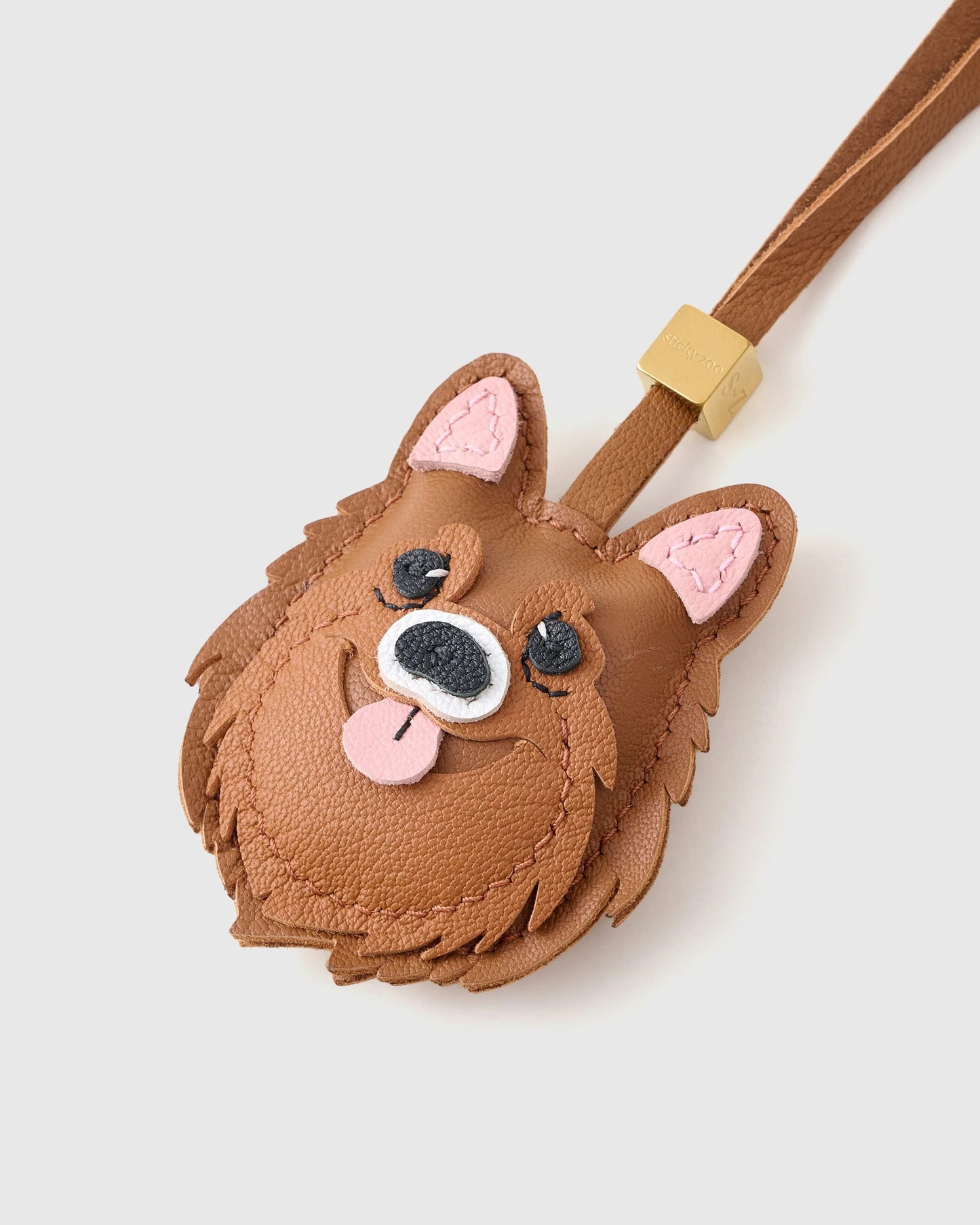 Brown Pomeranian Dog Bag Charm – Handmade Animal Purse Keychain Accessory for Tote & Handbags