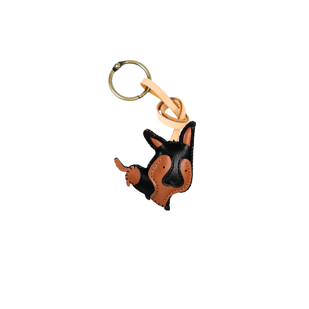 German Shepherd Leather Bag Charm – Handmade Animal Purse Keychain Accessory for Tote & Handbags