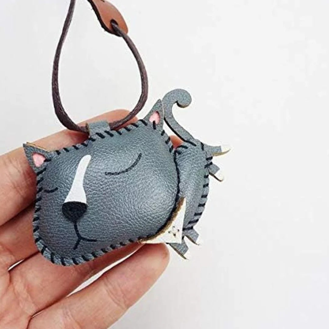 Handcrafted Leather Charm – Cat Design