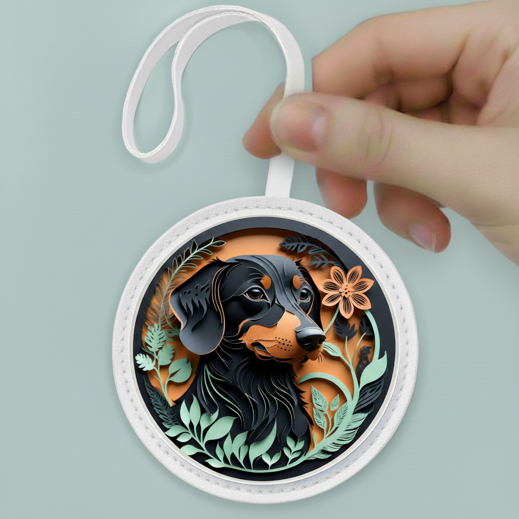 Black & Tan Dachshund Leather Bag Charm – Longhaired Dog Purse Accessory