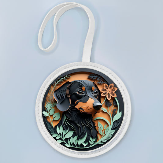 Black & Tan Dachshund Leather Bag Charm – Longhaired Dog Purse Accessory