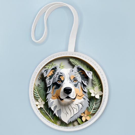 Blue Merle Australian Shepherd Leather Bag Charm – Dog Lover Handbag Accessory & Gift