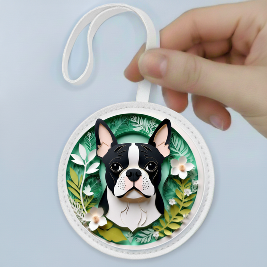 Boston Terrier Leather Bag Charm – Cute Dog Lover Handbag Accessory & Pet Gift