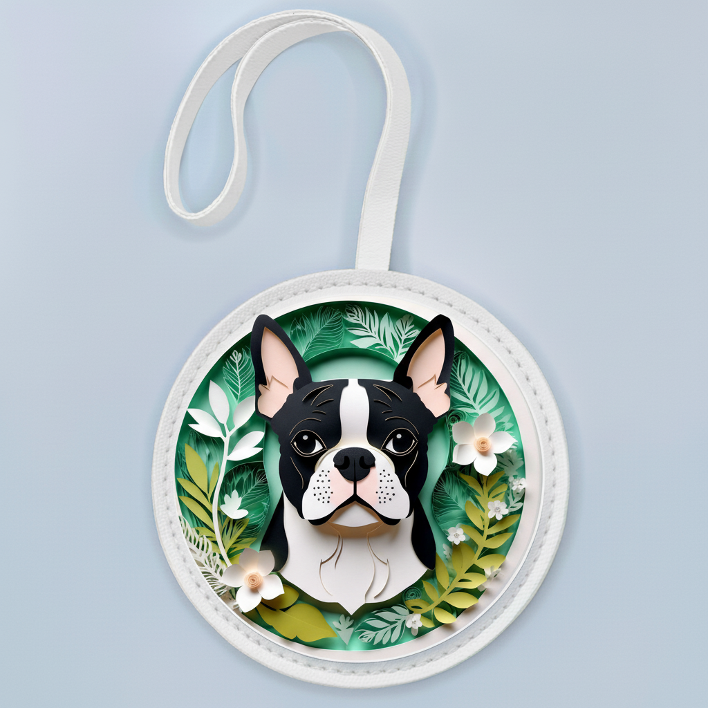 Boston Terrier Leather Bag Charm – Cute Dog Lover Handbag Accessory & Pet Gift