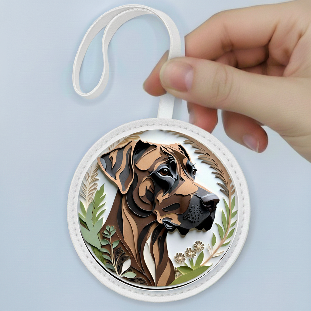 Brindle Great Dane Leather Bag Charm – Dog Lover Handbag Accessory & Unique Pet Gift