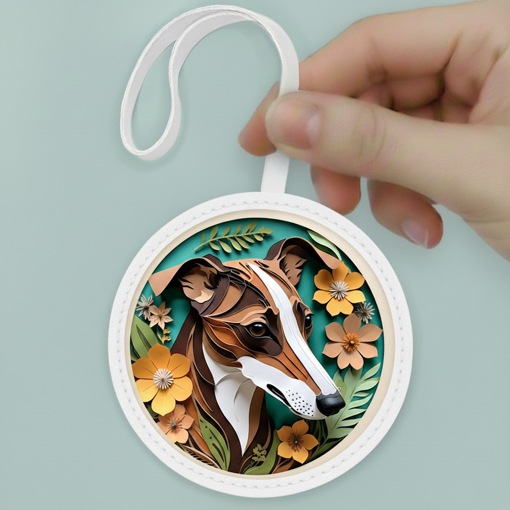 Brindle Greyhound Leather Bag Charm – Stylish Dog Keychain & Bag Accessory