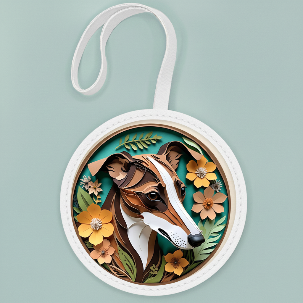 Brindle Greyhound Leather Bag Charm – Stylish Dog Keychain & Bag Accessory