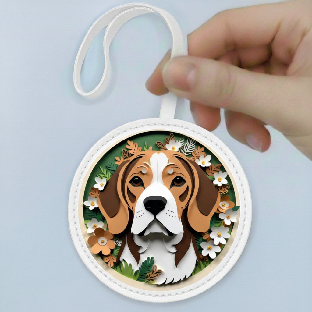 Beagle Leather Bag Charm – Cute Dog Handbag Accessory & Keychain Gift