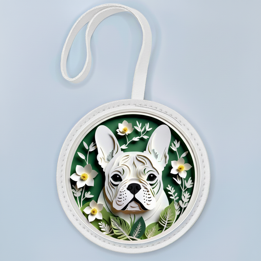 White French Bulldog Leather Bag Charm – Cute Dog Purse Accessory