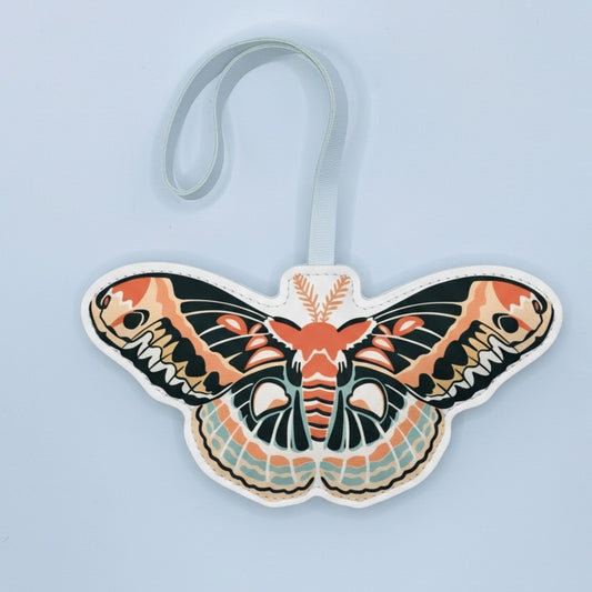 Mystical Moth Bag Charm – Handmade Leather Keychain for Gothic & Boho Style – Handmade Animal Purse Keychain Accessory for Tote & Handbag