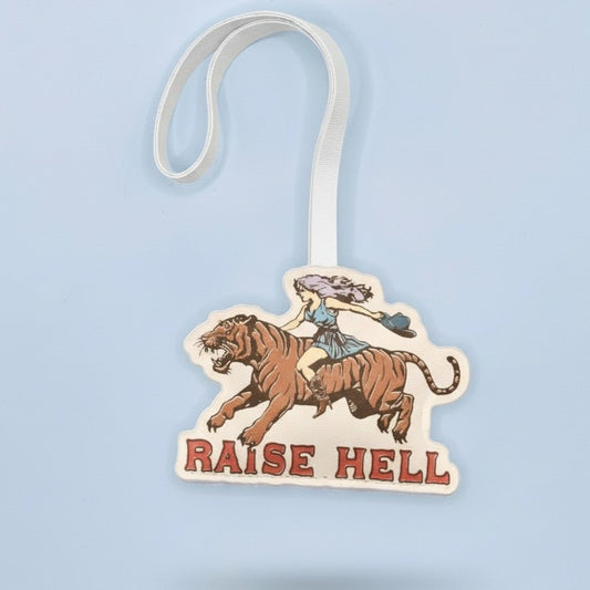Raise Hell Leather Bag Charm – Bold Tiger Rider Keychain Gift for Punk & Rock Fans – Handmade Animal Purse Keychain Accessory for Tote & Handbag
