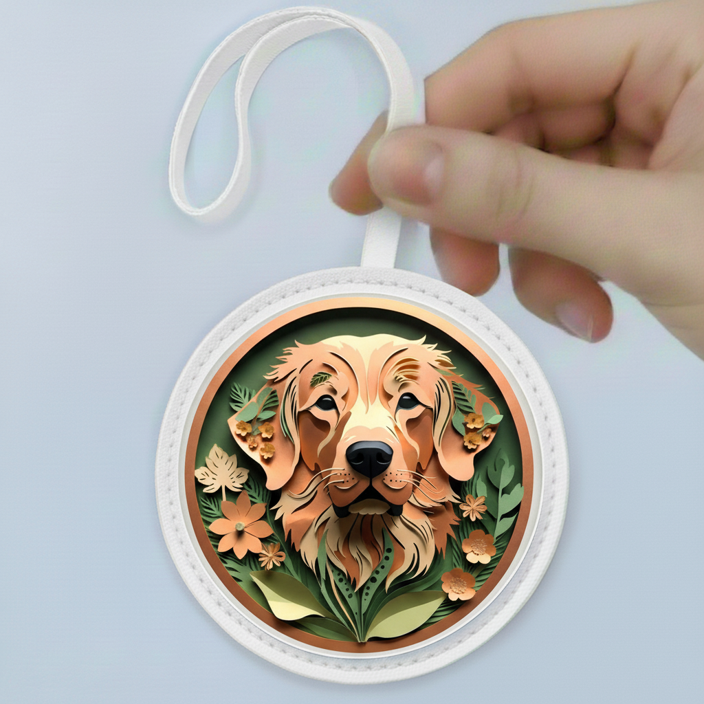 Golden Retriever Leather Bag Charm – Handmade Dog Lover Purse Accessory