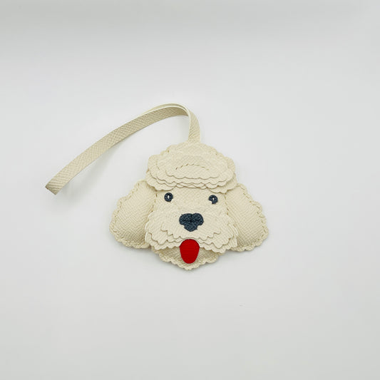 Poodle Dog Leather Bag Charm – Handmade Puppy Keychain Gift for Dog Lovers – Handmade Animal Purse Keychain Accessory for Tote & Handbag