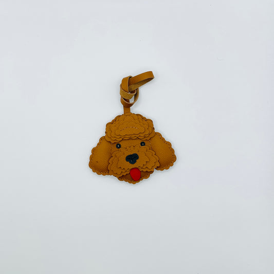 Poodle Dog Leather Bag Charm – Handmade Puppy Keychain Gift for Dog Lovers – Handmade Animal Purse Keychain Accessory for Tote & Handbag