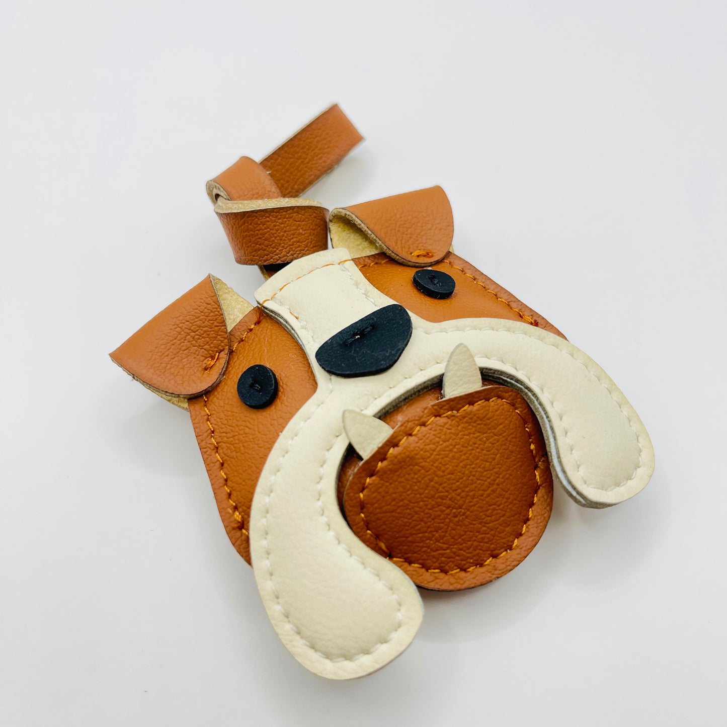 Bulldog Leather Bag Charm – Handmade Animal Purse Keychain Accessory for Tote & Handbags