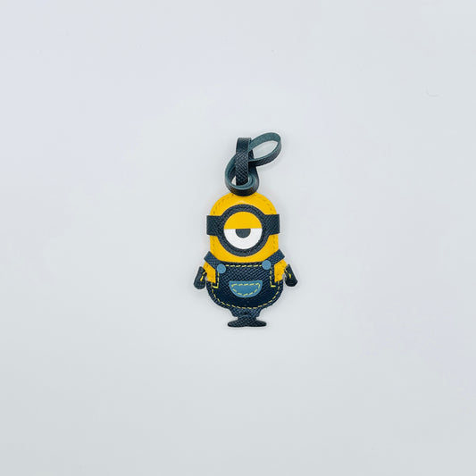 Yellow Cartoon Character Bag Charm – Handmade Leather Keychain Gift – Handmade Animal Purse Keychain Accessory for Tote & Handbag