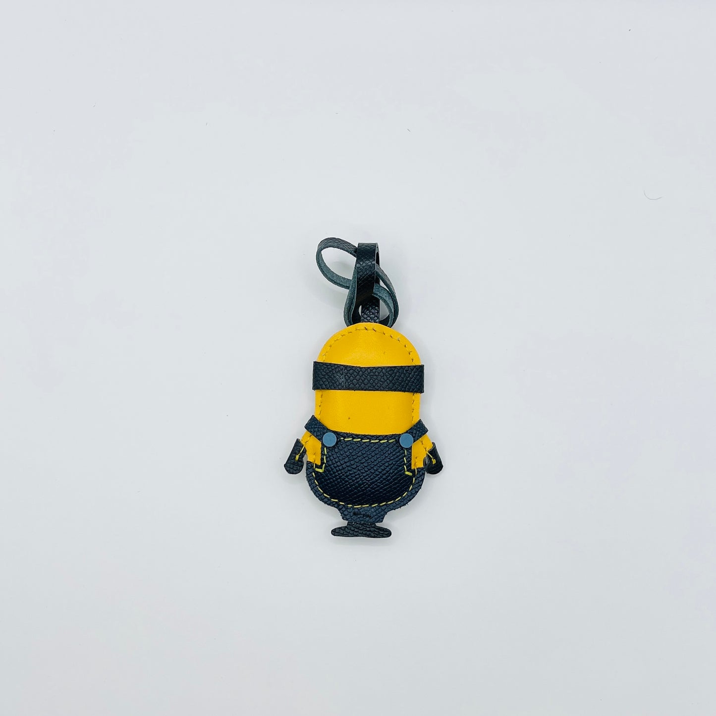 Yellow Cartoon Character Bag Charm – Handmade Leather Keychain Gift – Handmade Animal Purse Keychain Accessory for Tote & Handbag