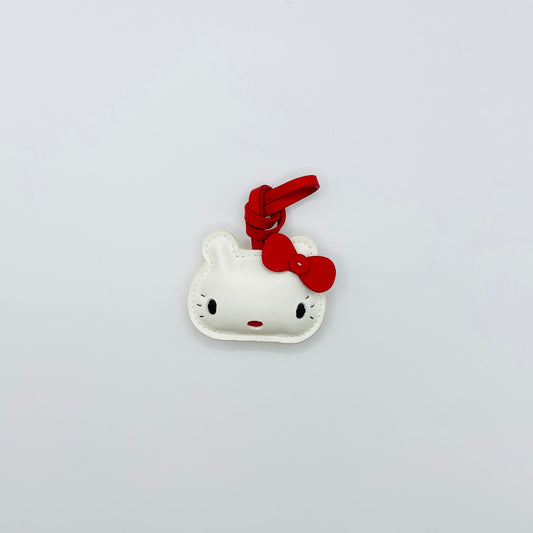 Adorable Kitty Bag Charm – Handmade Leather Keychain for Animal Lovers – Handmade Animal Purse Keychain Accessory for Tote & Handbag