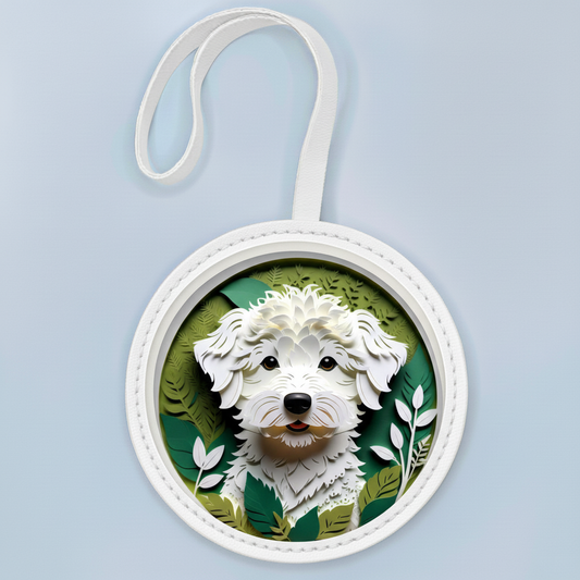 Maltese Leather Bag Charm – White Dog Handbag Accessory & Gift for Pet Lovers