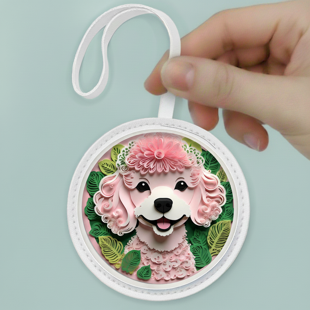 Handmade Dog Bag Charm – Pink Mini Poodle Dog Accessory