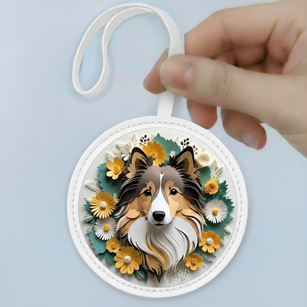 Rough Collie Leather Bag Charm – Handmade Dog Lover Handbag Accessory & Gift