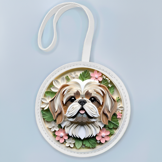 Shih Tzu Leather Bag Charm – Adorable Dog Keychain & Purse Decoration