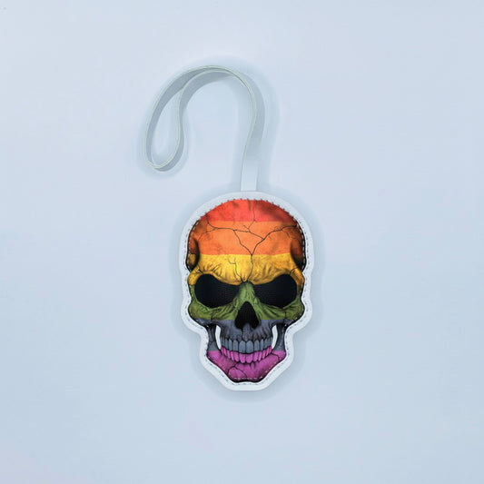 Rainbow Skull Bag Charm – Handmade Leather Keychain for Halloween & Gothic Style – Handmade Animal Purse Keychain Accessory for Tote & Handbag