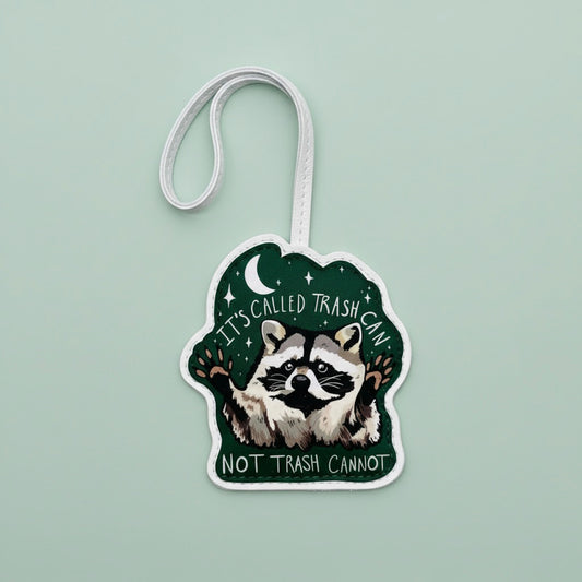 Quirky Raccoon Bag Charm – Handmade Leather Keychain Gift for Animal Lovers – Handmade Animal Purse Keychain Accessory for Tote & Handbag