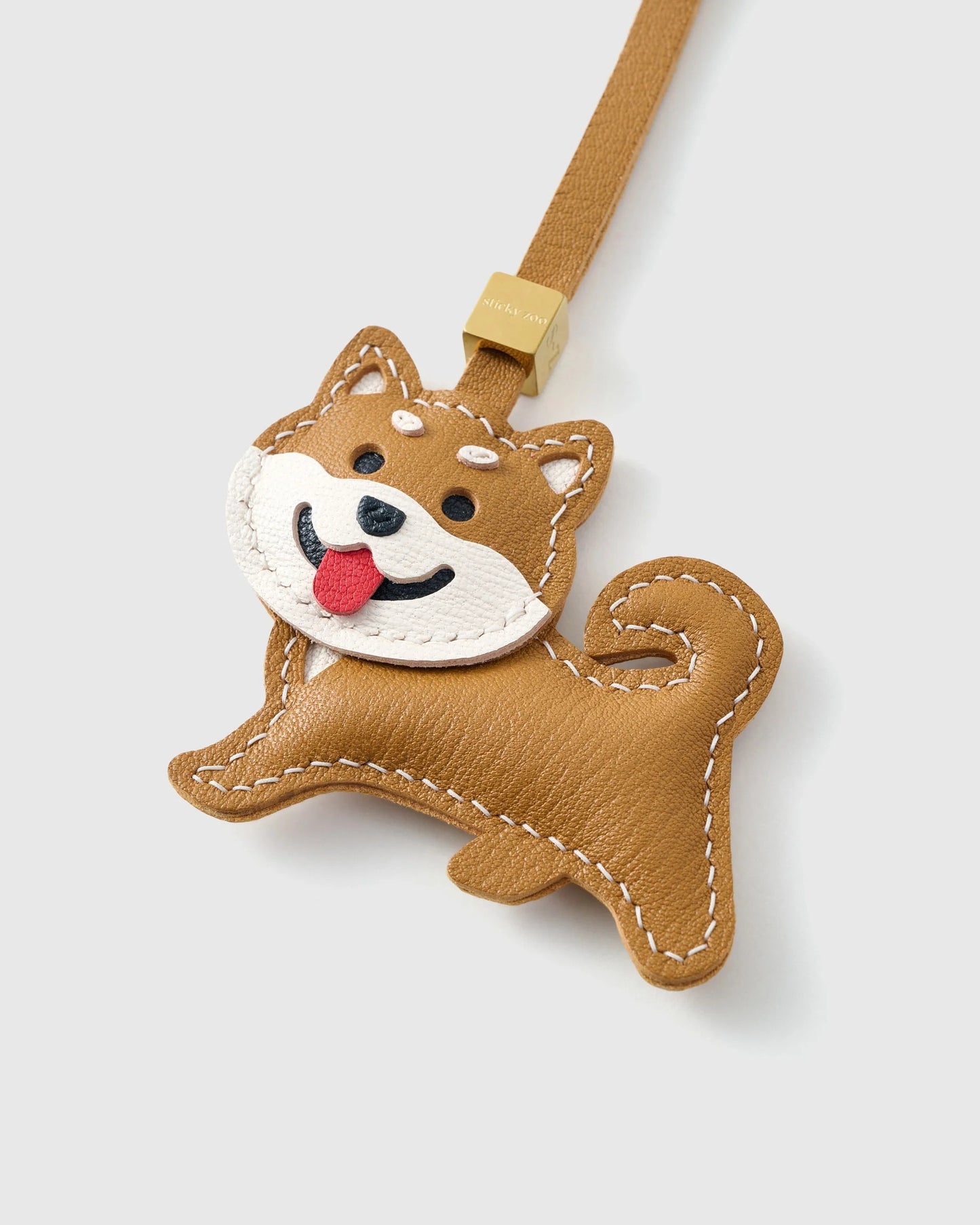 Shiba Inu Leather Bag Charm – Handmade Animal Purse Keychain Accessory for Tote & Handbags