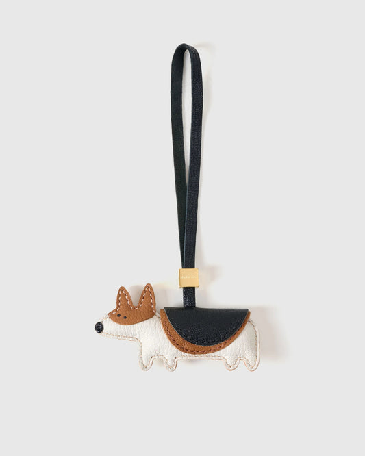 Corgi Leather Bag Charm – Handmade Animal Purse Keychain Accessory for Tote & Handbags