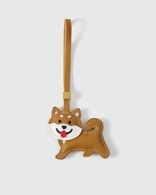 Shiba Inu Leather Bag Charm – Handmade Animal Purse Keychain Accessory for Tote & Handbags