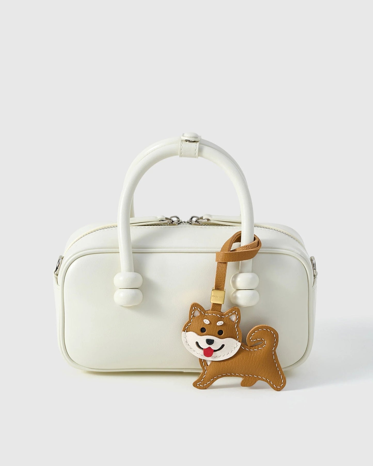Shiba Inu Leather Bag Charm – Handmade Animal Purse Keychain Accessory for Tote & Handbags