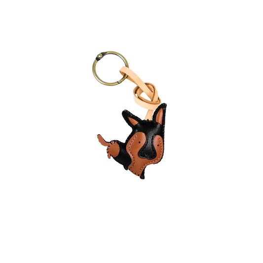 German Shepherd Leather Bag Charm – Handmade Animal Purse Keychain Accessory for Tote & Handbags