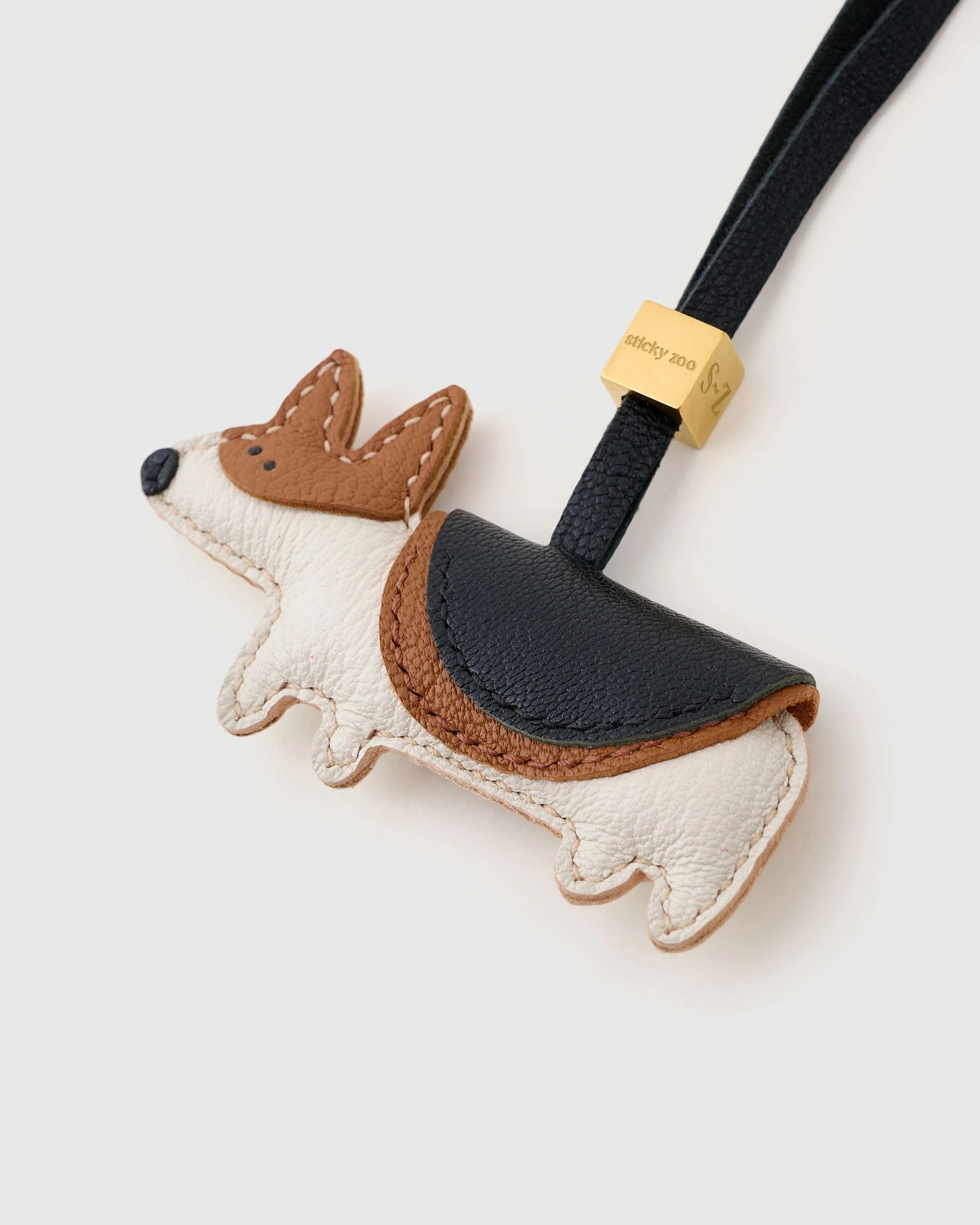 Corgi Leather Bag Charm – Handmade Animal Purse Keychain Accessory for Tote & Handbags