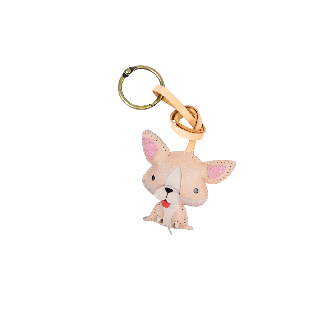 Chihuahua Leather Bag Charm – Handmade Animal Purse Keychain Accessory for Tote & Handbags