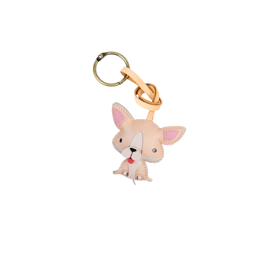 Chihuahua Leather Bag Charm – Handmade Animal Purse Keychain Accessory for Tote & Handbags
