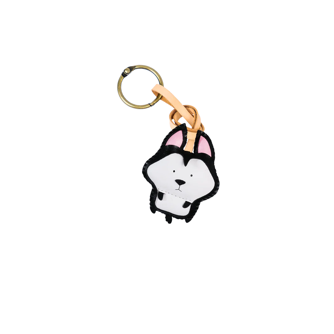 Husky Leather Bag Charm – Handmade Animal Purse Keychain Accessory for Tote & Handbags