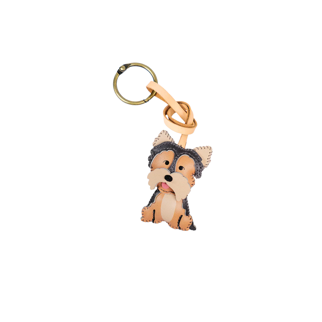 Yorkshire Terrier Leather Bag Charm – Handmade Animal Purse Keychain Accessory for Tote & Handbags