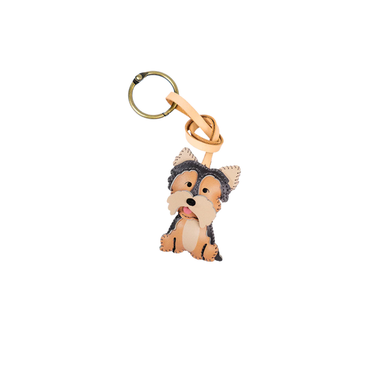 Yorkshire Terrier Leather Bag Charm – Handmade Animal Purse Keychain Accessory for Tote & Handbags