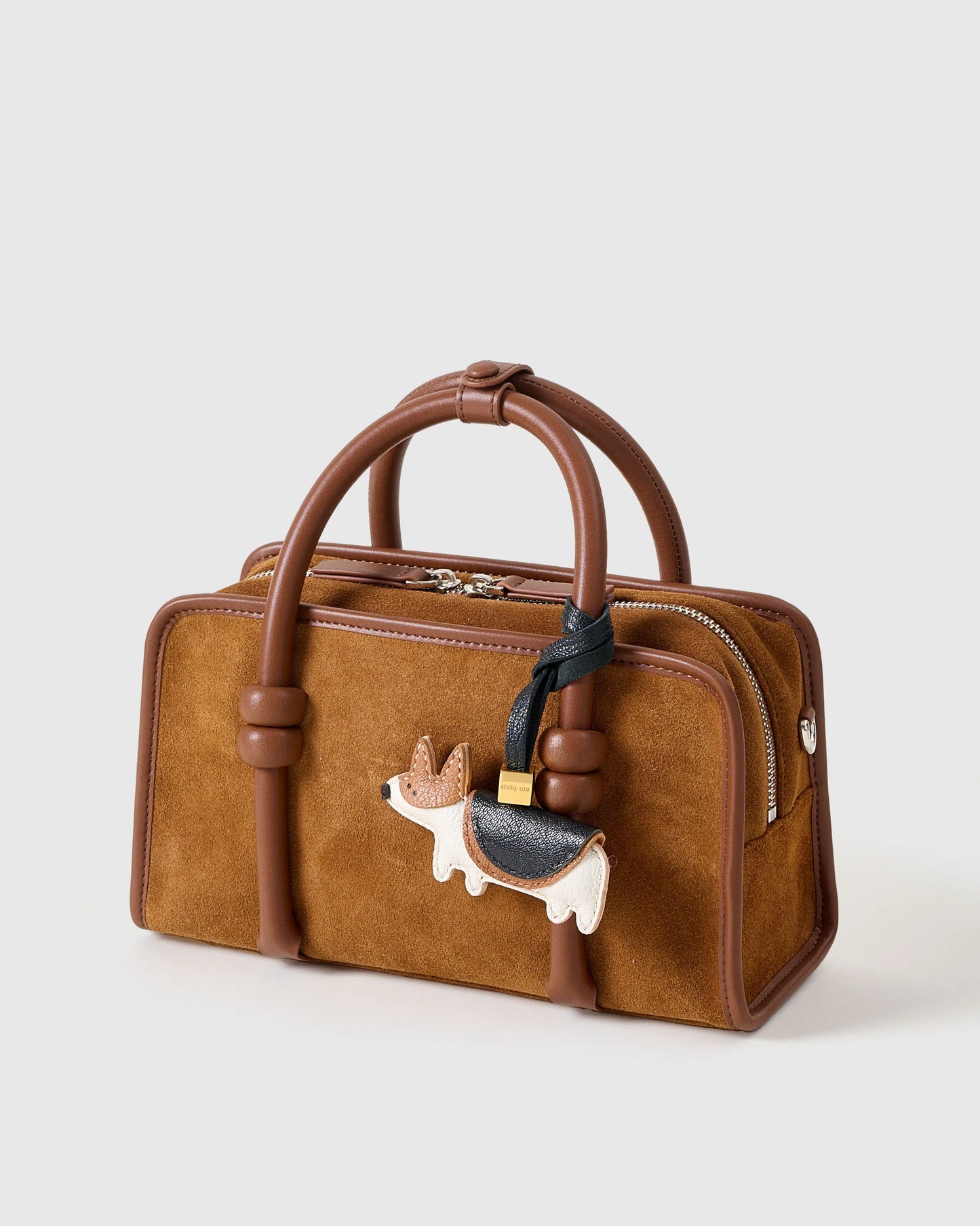 Corgi Leather Bag Charm – Handmade Animal Purse Keychain Accessory for Tote & Handbags