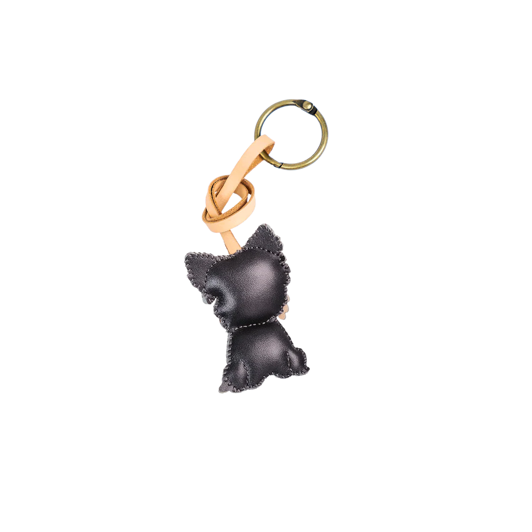 Yorkshire Terrier Leather Bag Charm – Handmade Animal Purse Keychain Accessory for Tote & Handbags