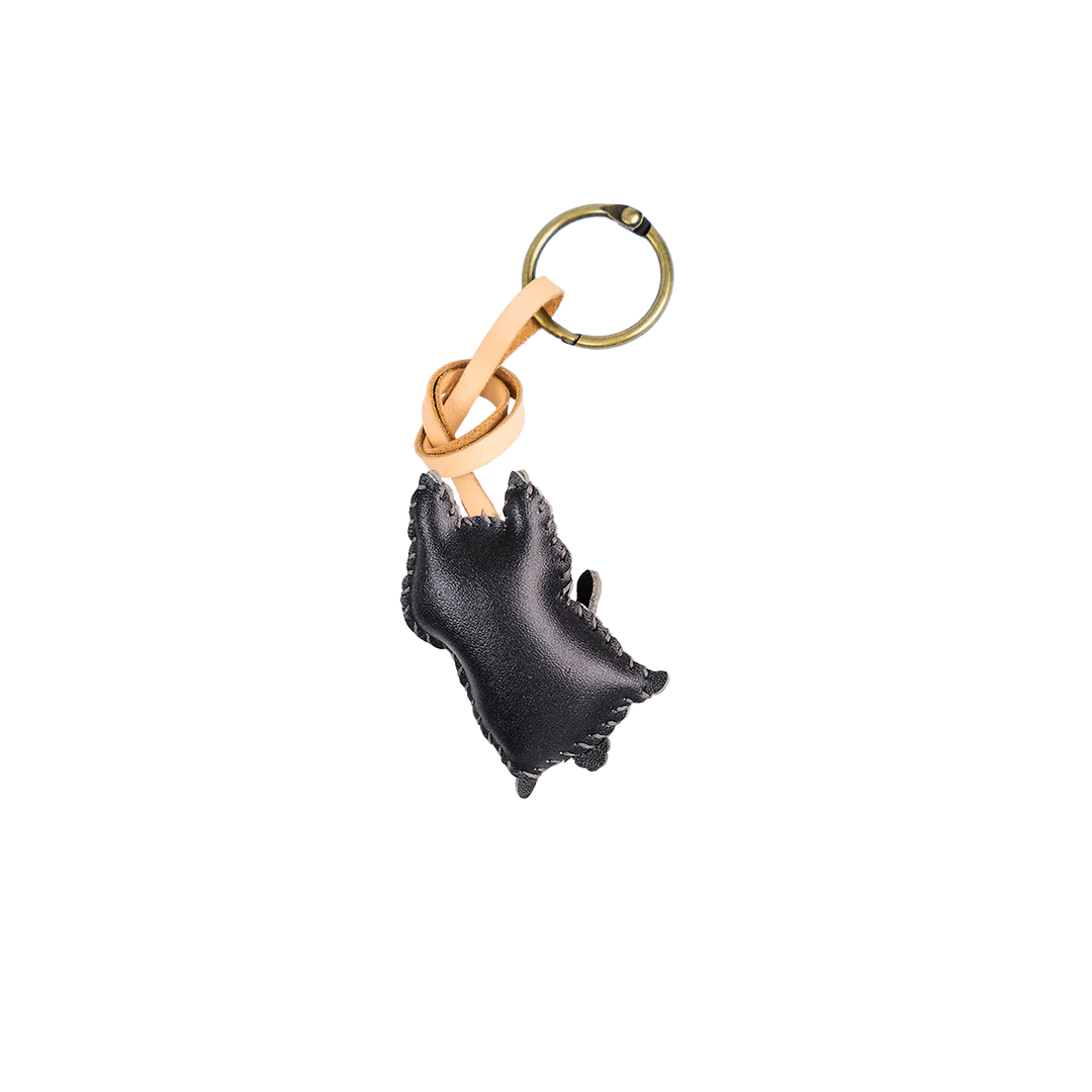 Grey Maltese Leather Bag Charm – Handmade Animal Purse Keychain Accessory for Tote & Handbags