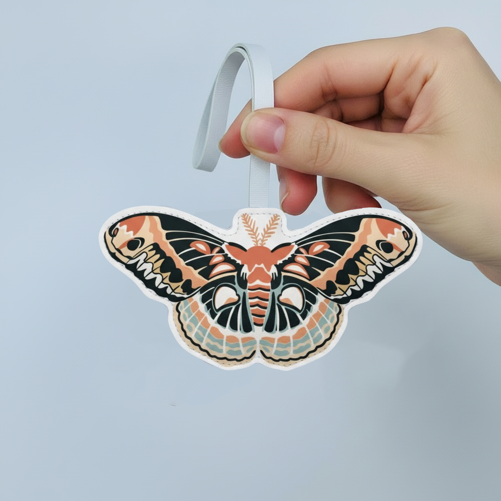 Mystical Moth Bag Charm – Handmade Leather Keychain for Gothic & Boho Style – Handmade Animal Purse Keychain Accessory for Tote & Handbag